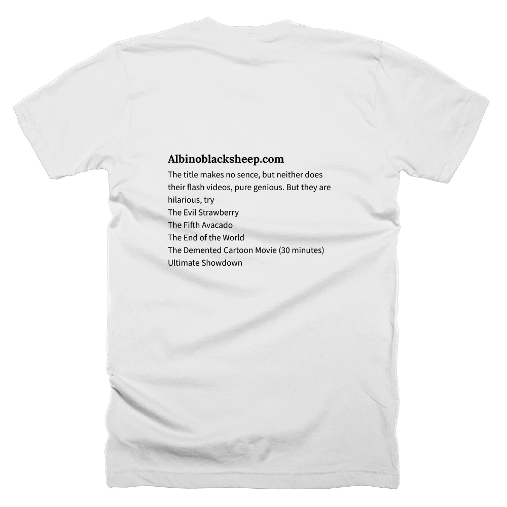 T-shirt with a definition of 'Albinoblacksheep.com' printed on the back