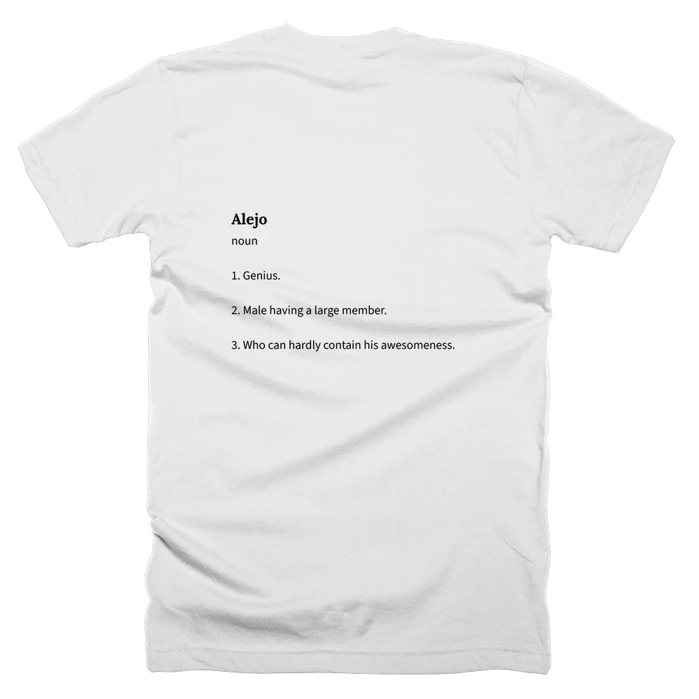 T-shirt with a definition of 'Alejo' printed on the back