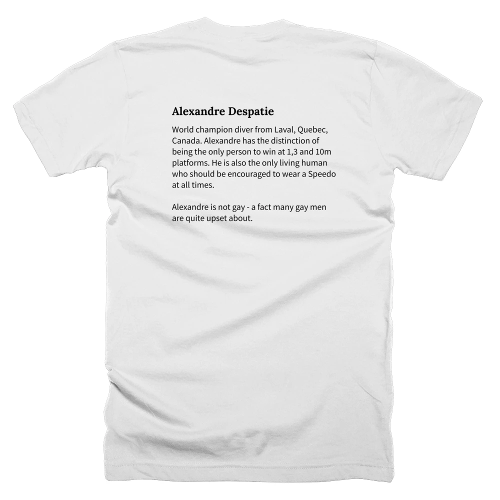 T-shirt with a definition of 'Alexandre Despatie' printed on the back