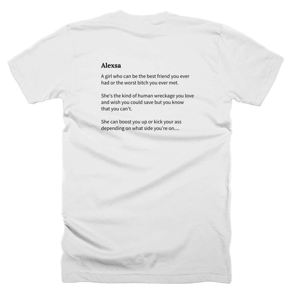 T-shirt with a definition of 'Alexsa' printed on the back