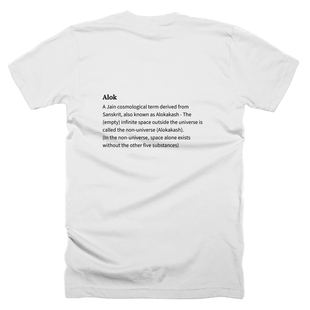 T-shirt with a definition of 'Alok' printed on the back