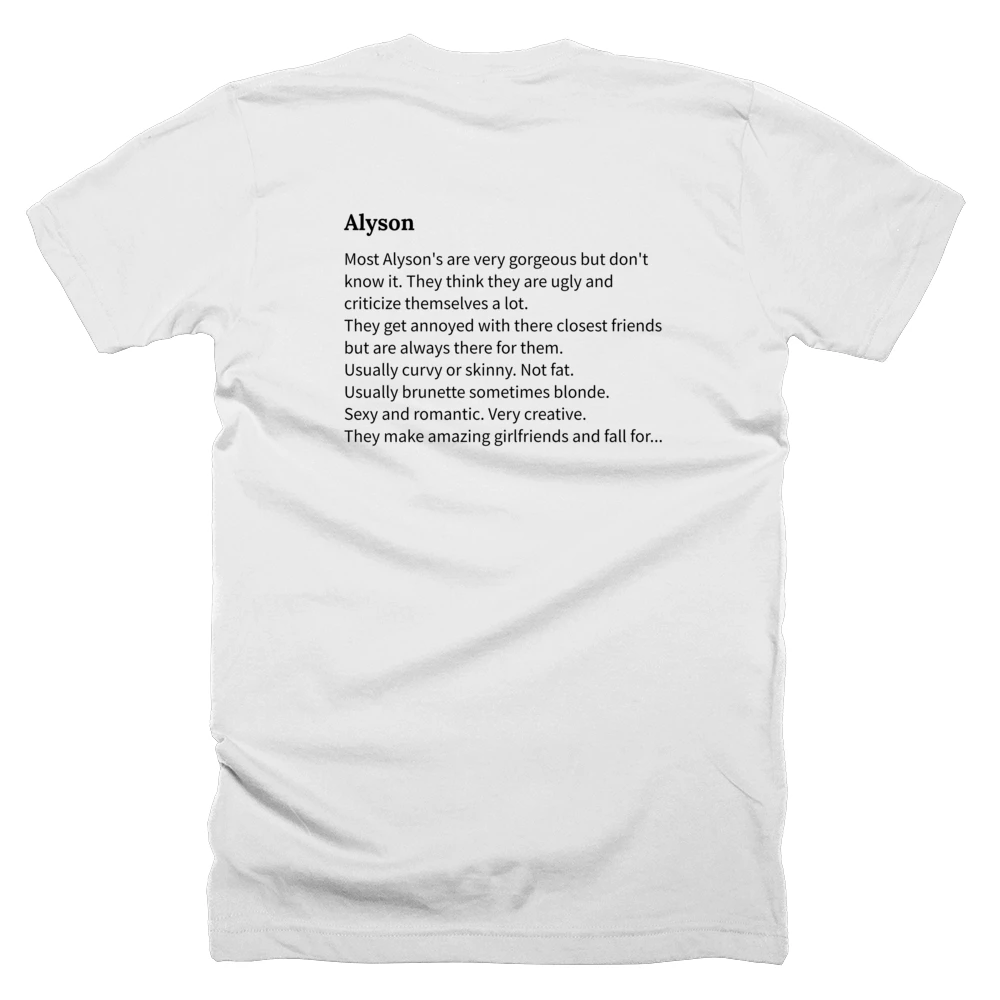 T-shirt with a definition of 'Alyson' printed on the back