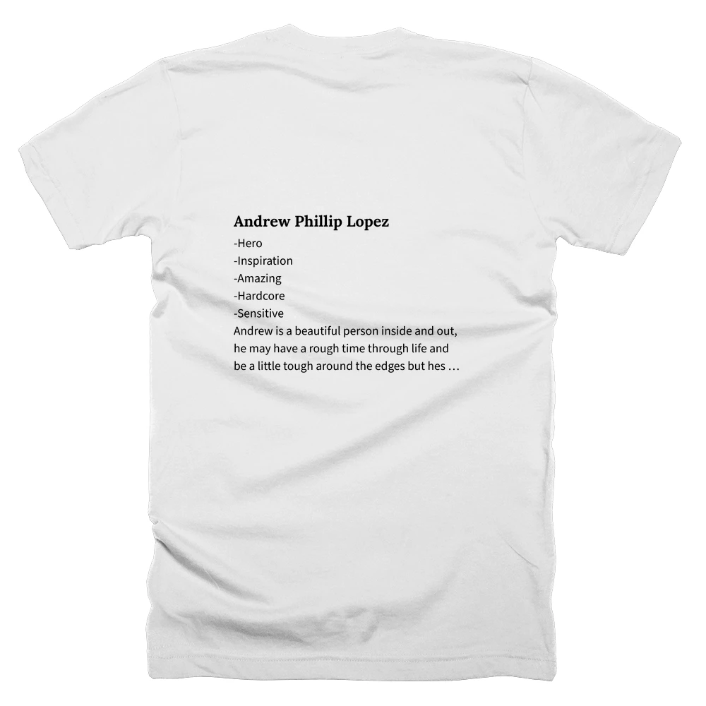 T-shirt with a definition of 'Andrew Phillip Lopez' printed on the back