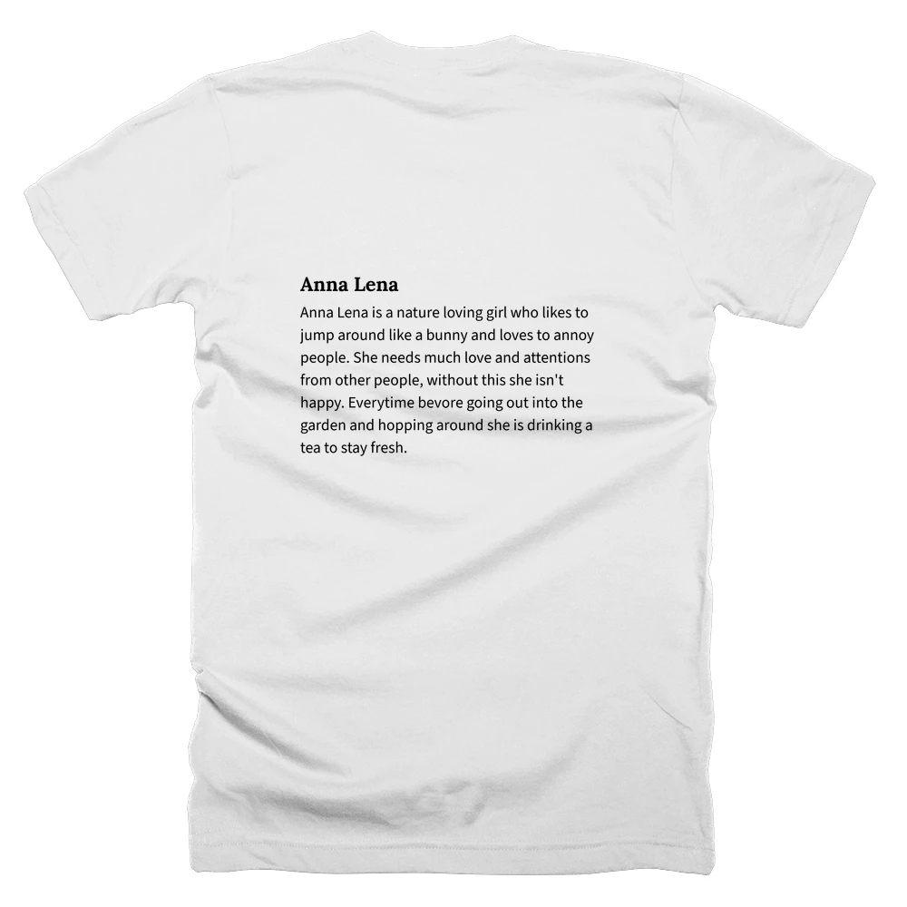 T-shirt with a definition of 'Anna Lena' printed on the back