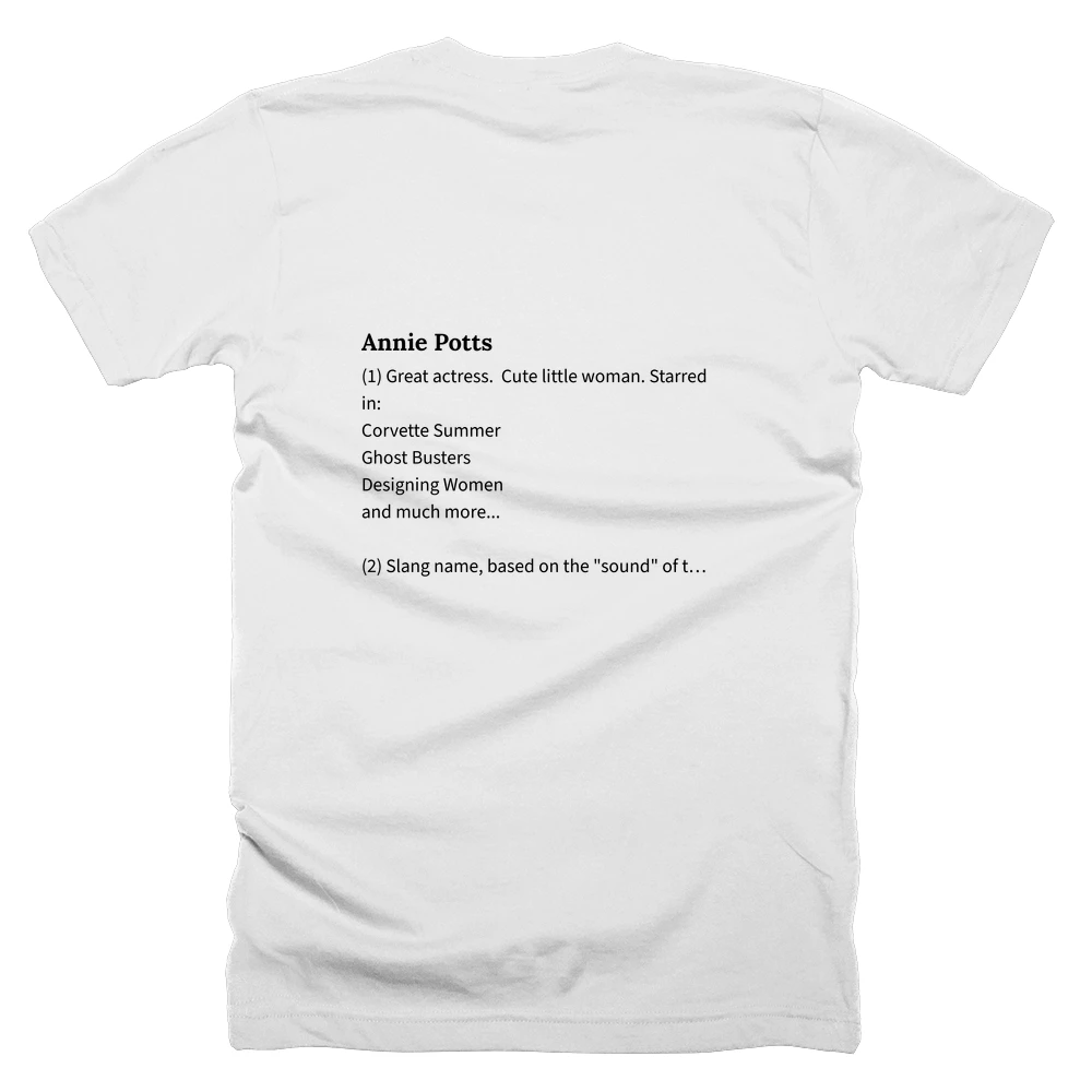 T-shirt with a definition of 'Annie Potts' printed on the back