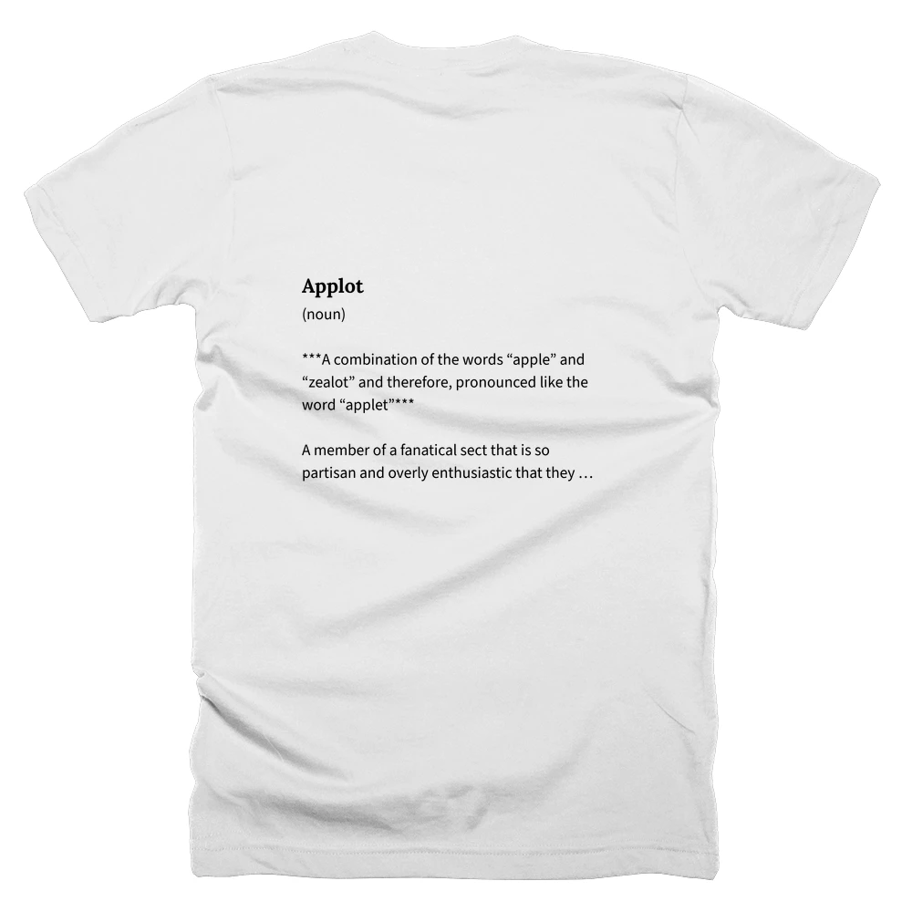 T-shirt with a definition of 'Applot' printed on the back