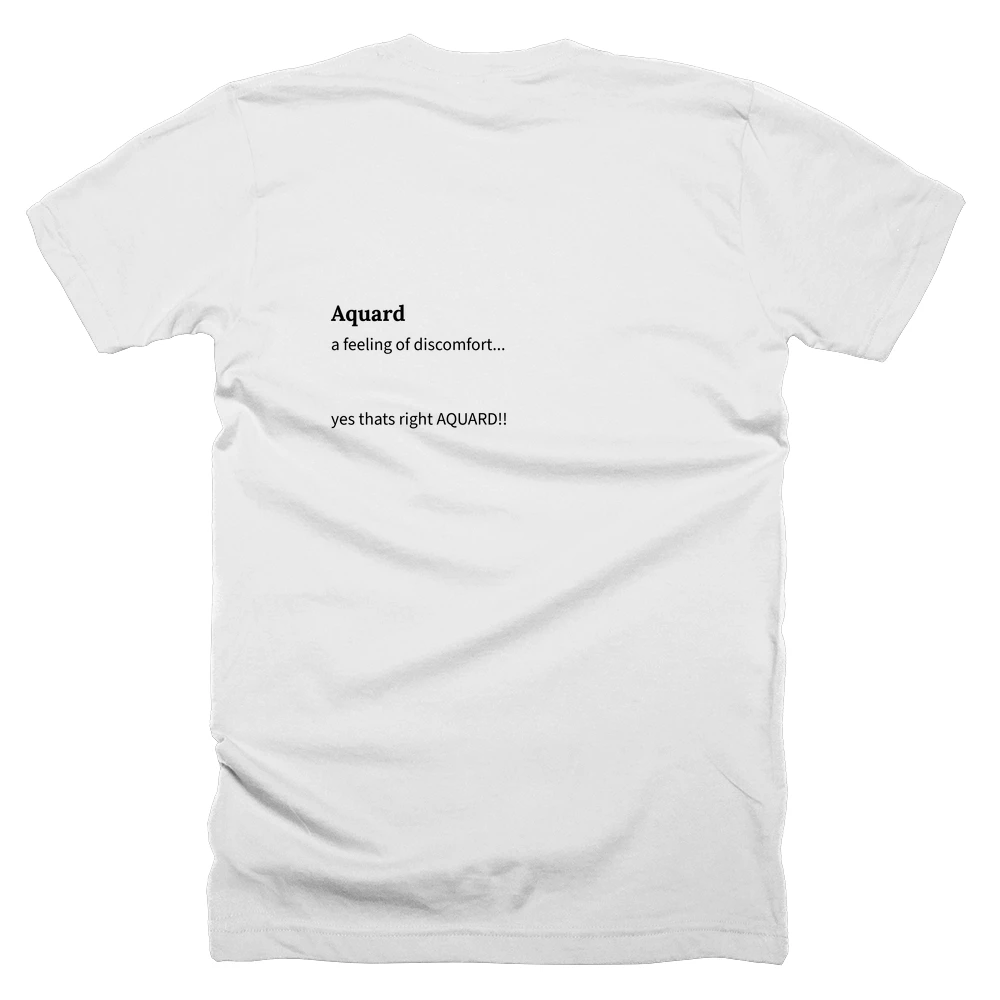T-shirt with a definition of 'Aquard' printed on the back