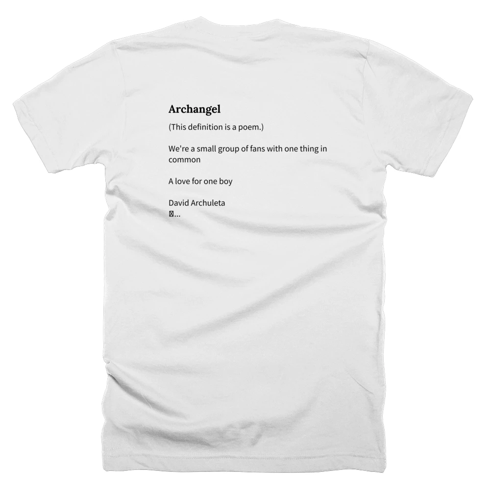 T-shirt with a definition of 'Archangel' printed on the back