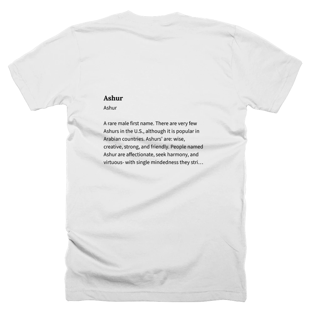 T-shirt with a definition of 'Ashur' printed on the back