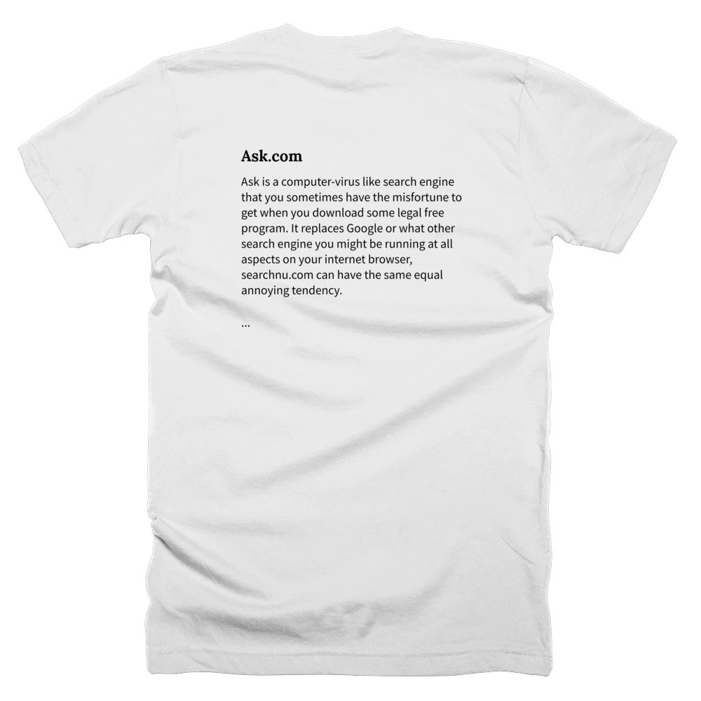 T-shirt with a definition of 'Ask.com' printed on the back