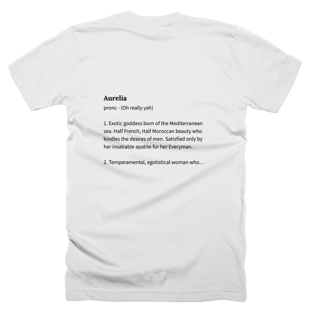 T-shirt with a definition of 'Aurelia' printed on the back