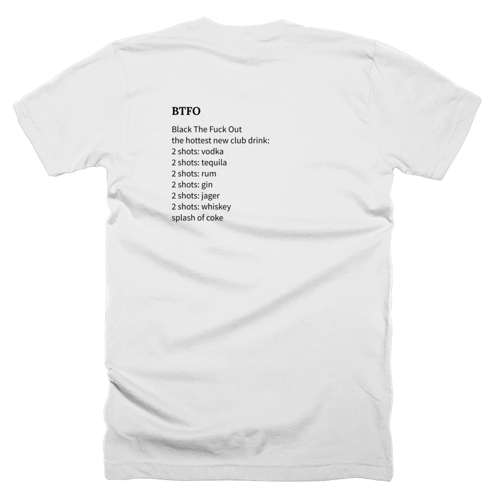 T-shirt with a definition of 'BTFO' printed on the back