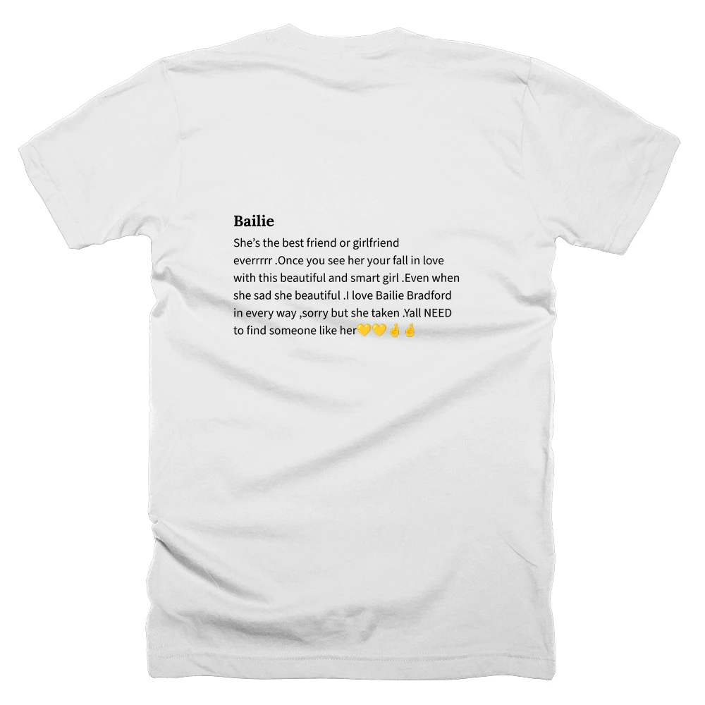 T-shirt with a definition of 'Bailie' printed on the back