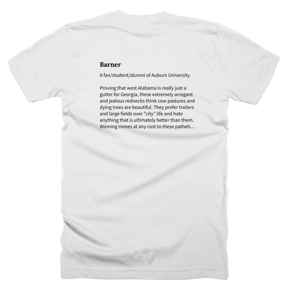 T-shirt with a definition of 'Barner' printed on the back