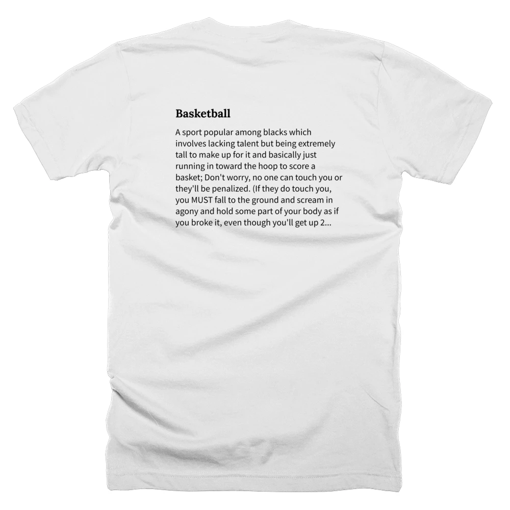 T-shirt with a definition of 'Basketball' printed on the back