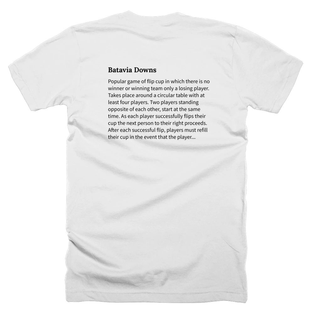 T-shirt with a definition of 'Batavia Downs' printed on the back