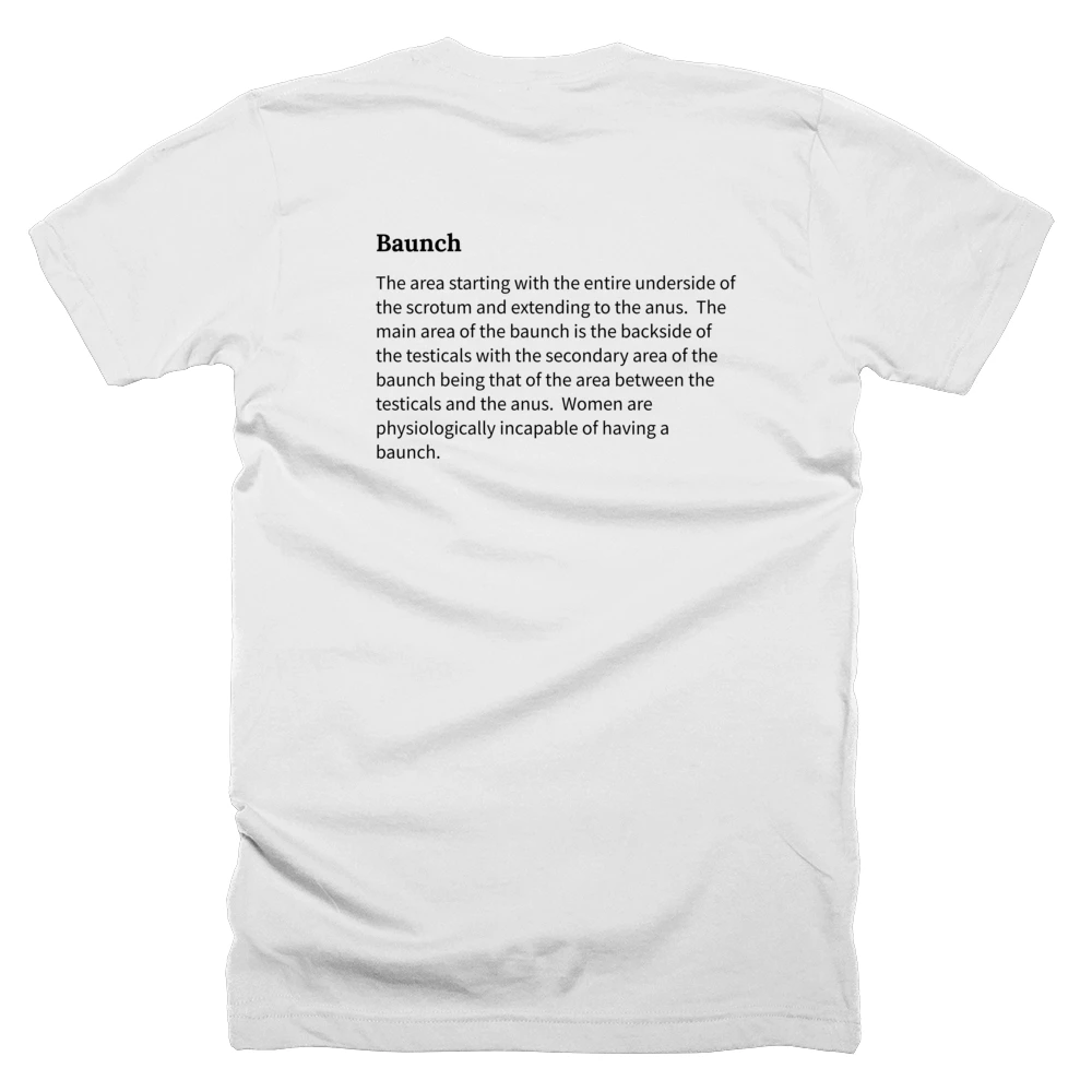 T-shirt with a definition of 'Baunch' printed on the back