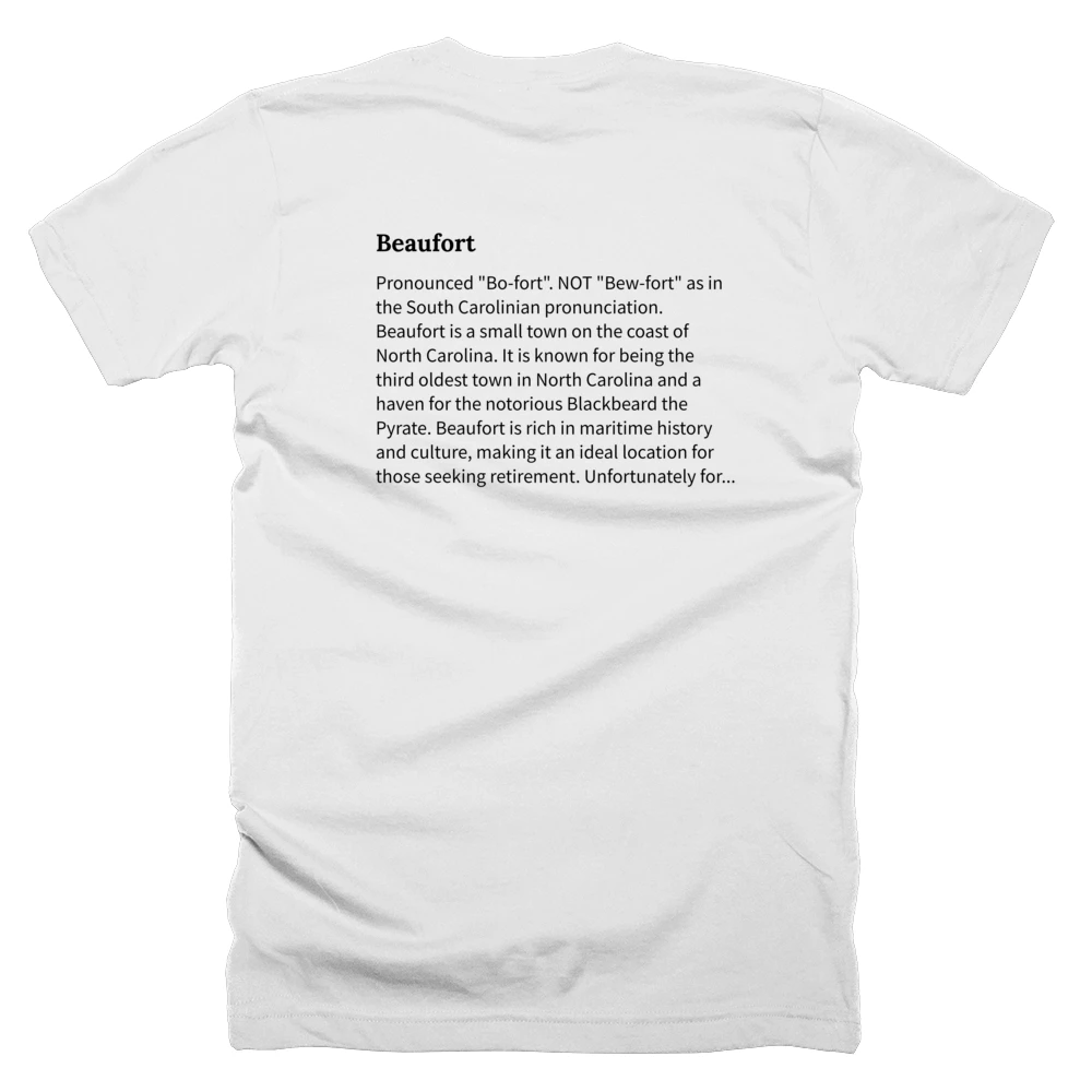 T-shirt with a definition of 'Beaufort' printed on the back