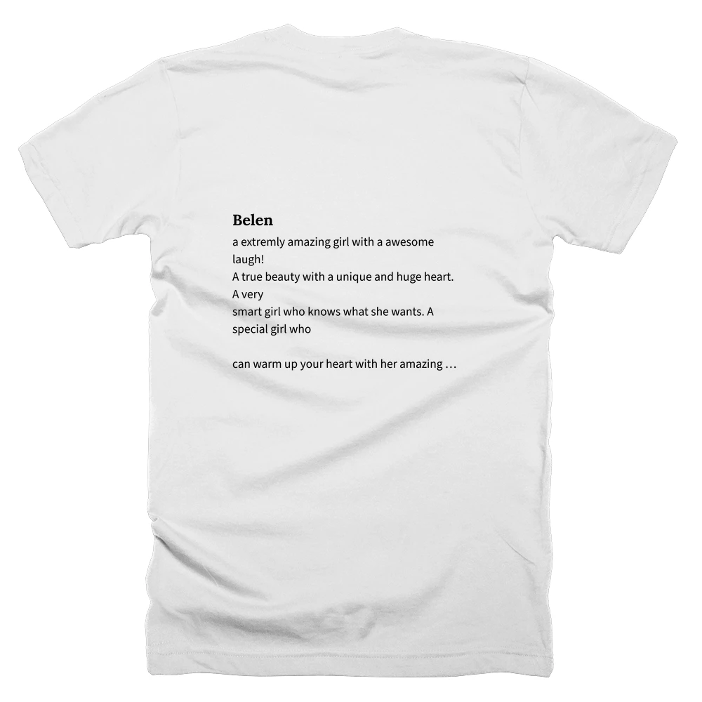 T-shirt with a definition of 'Belen' printed on the back