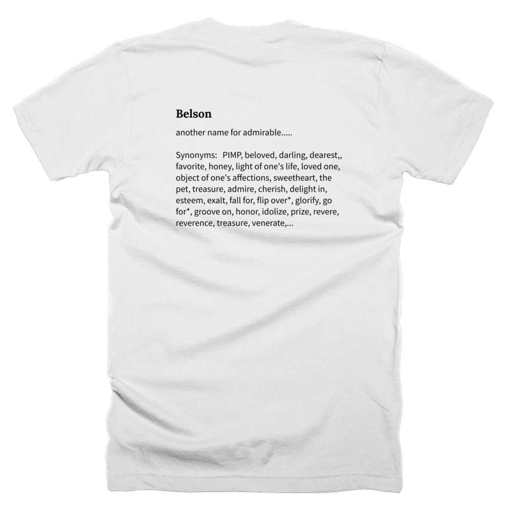 T-shirt with a definition of 'Belson' printed on the back