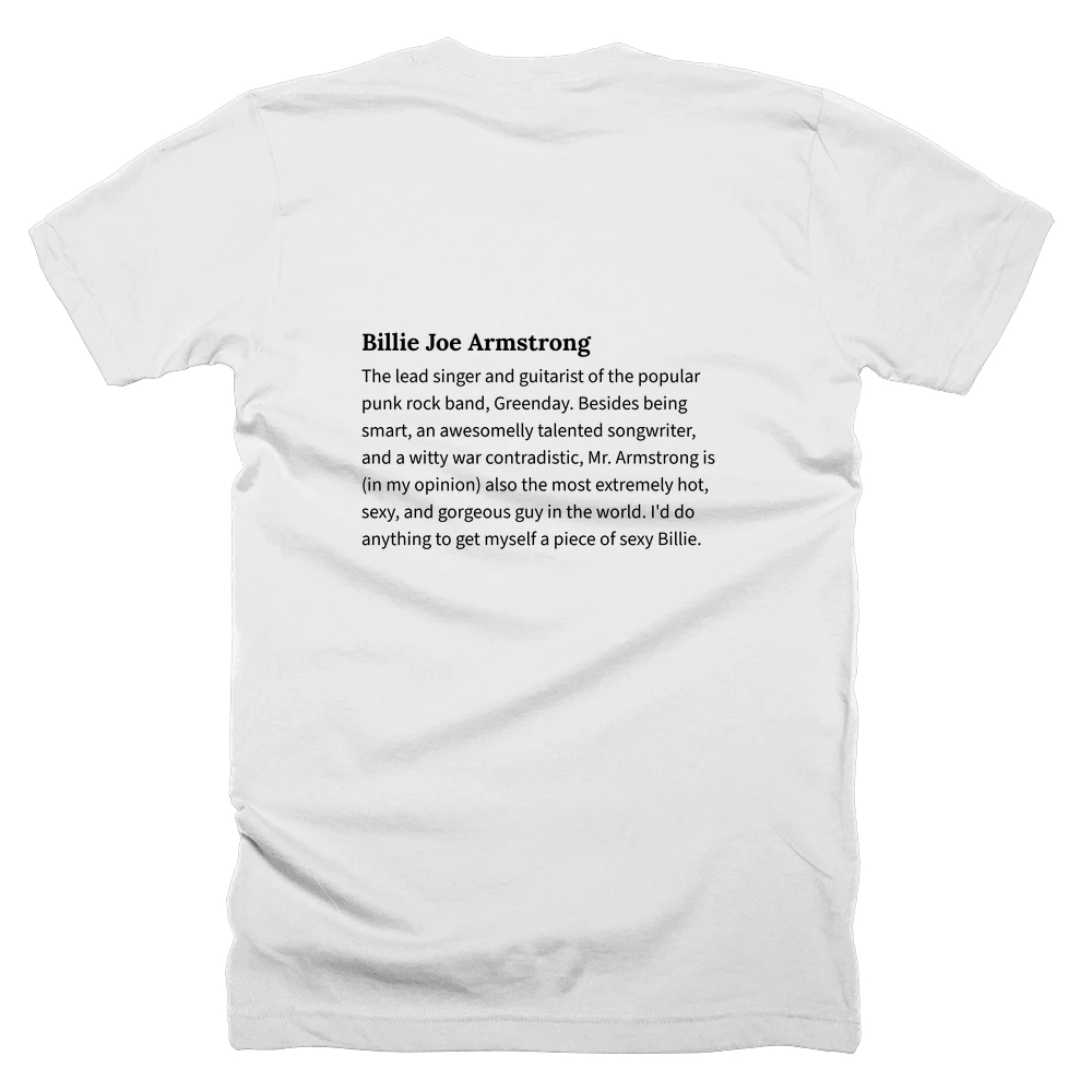 T-shirt with a definition of 'Billie Joe Armstrong' printed on the back