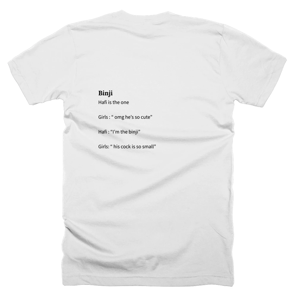 T-shirt with a definition of 'Binji' printed on the back