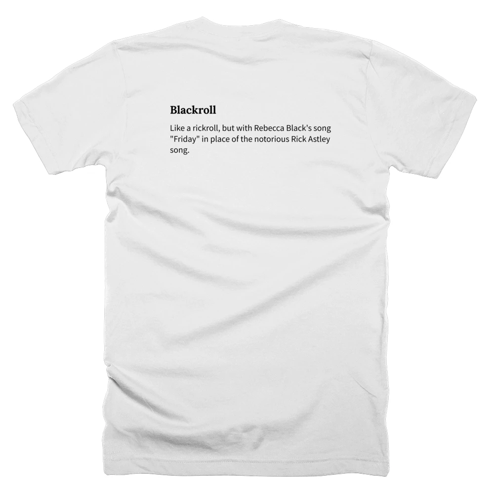 T-shirt with a definition of 'Blackroll' printed on the back