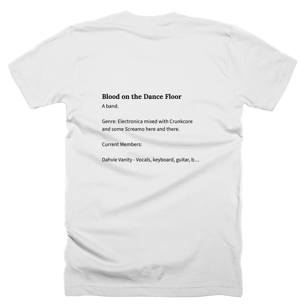 T-shirt with a definition of 'Blood on the Dance Floor' printed on the back