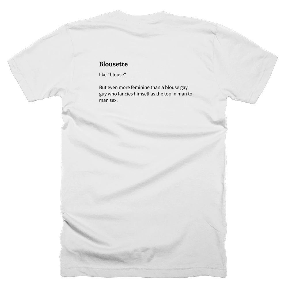 T-shirt with a definition of 'Blousette' printed on the back