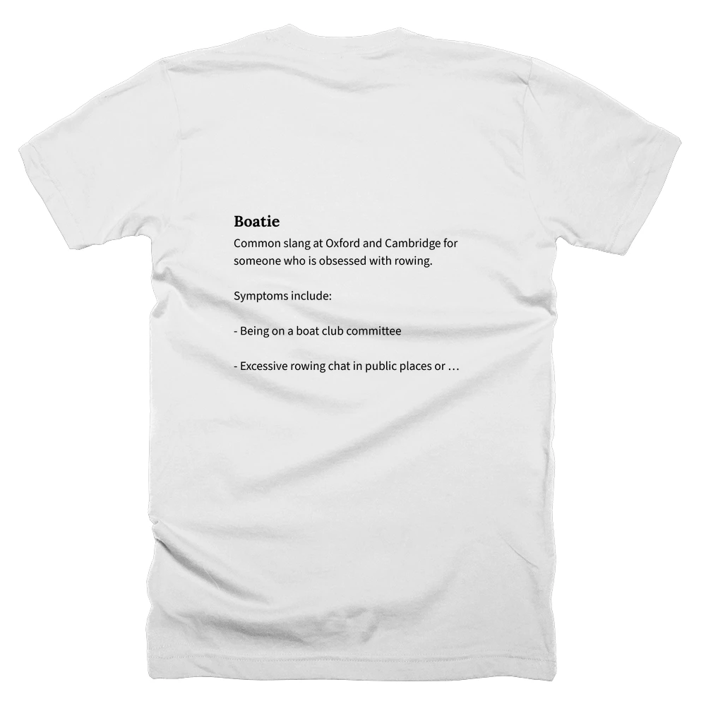 T-shirt with a definition of 'Boatie' printed on the back