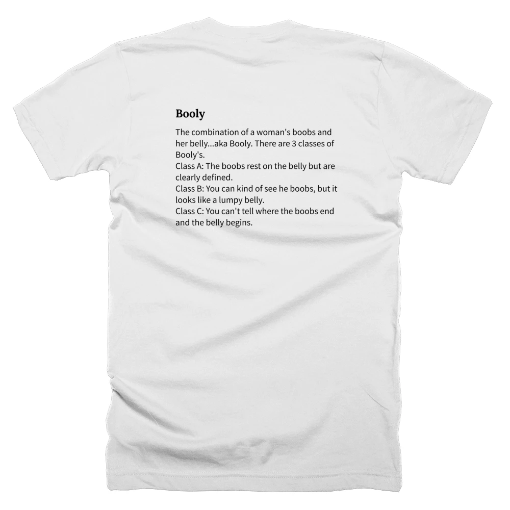 T-shirt with a definition of 'Booly' printed on the back