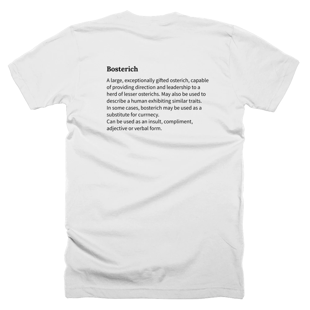T-shirt with a definition of 'Bosterich' printed on the back