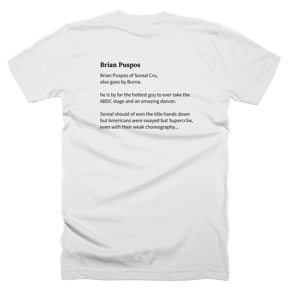 T-shirt with a definition of 'Brian Puspos' printed on the back