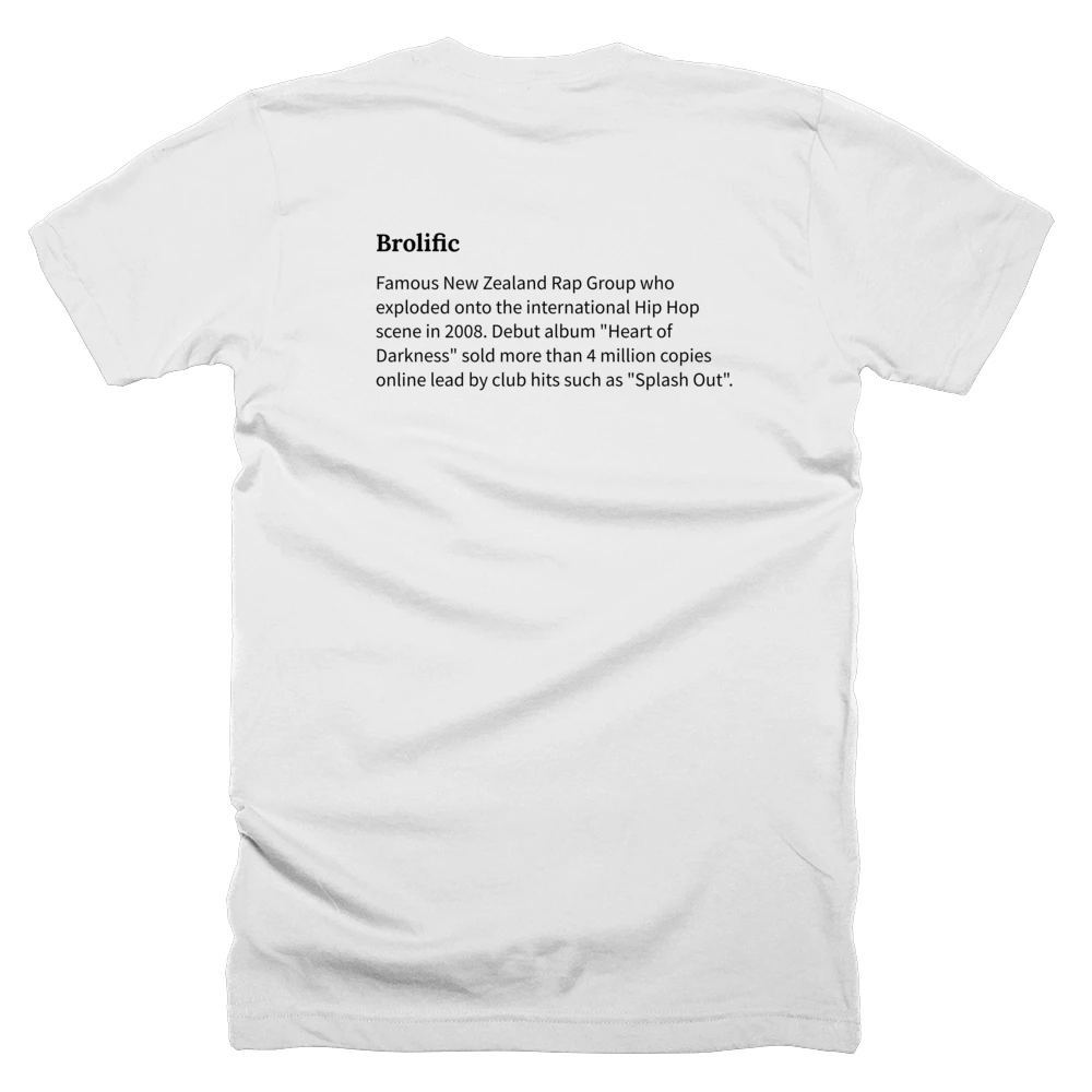 T-shirt with a definition of 'Brolific' printed on the back