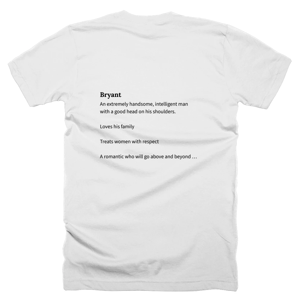 T-shirt with a definition of 'Bryant' printed on the back