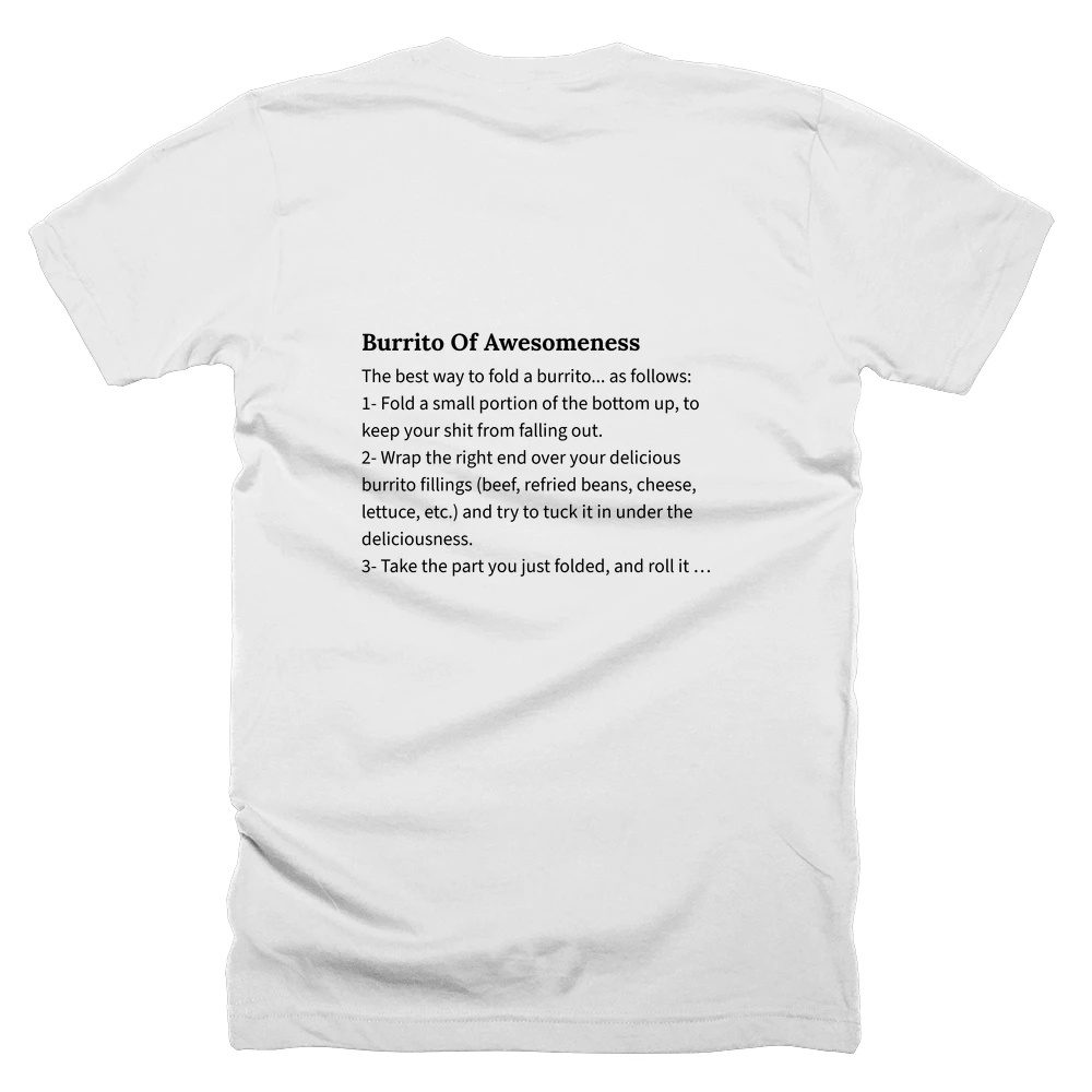 T-shirt with a definition of 'Burrito Of Awesomeness' printed on the back