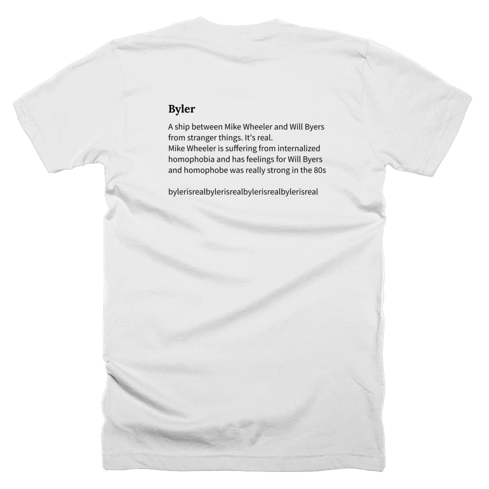 T-shirt with a definition of 'Byler' printed on the back