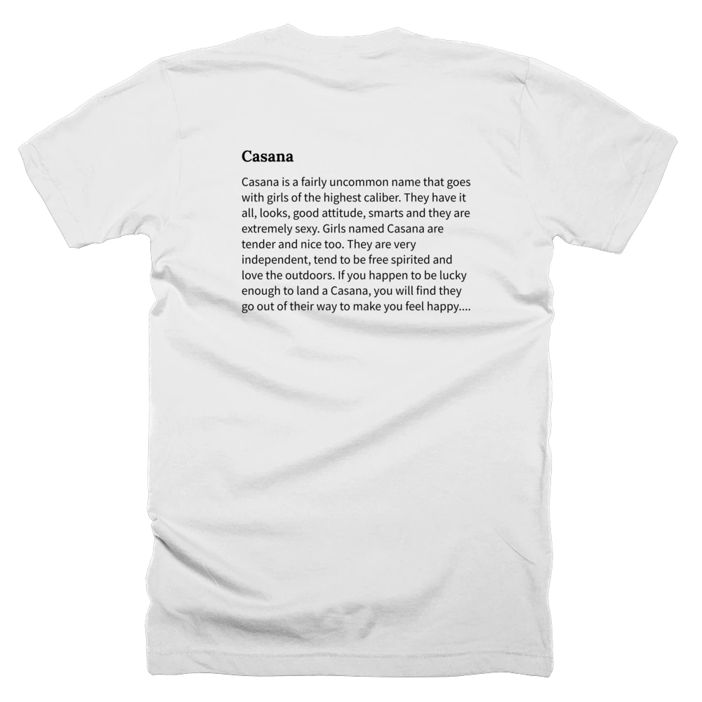 T-shirt with a definition of 'Casana' printed on the back