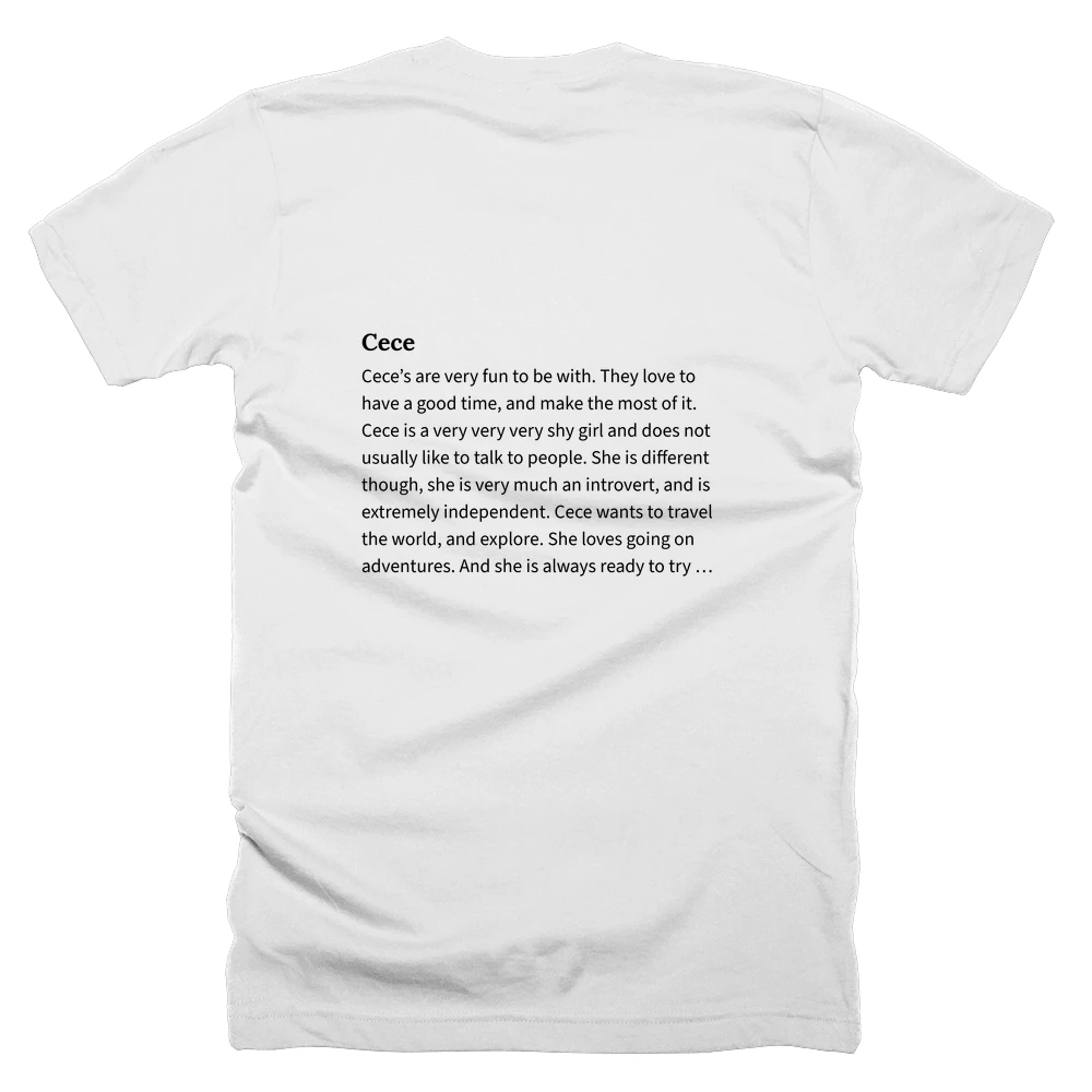 T-shirt with a definition of 'Cece' printed on the back