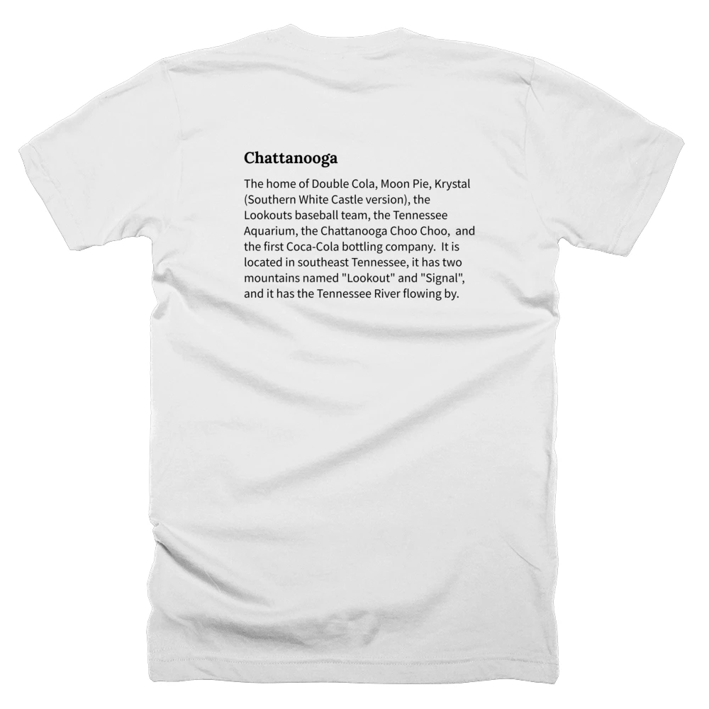 T-shirt with a definition of 'Chattanooga' printed on the back