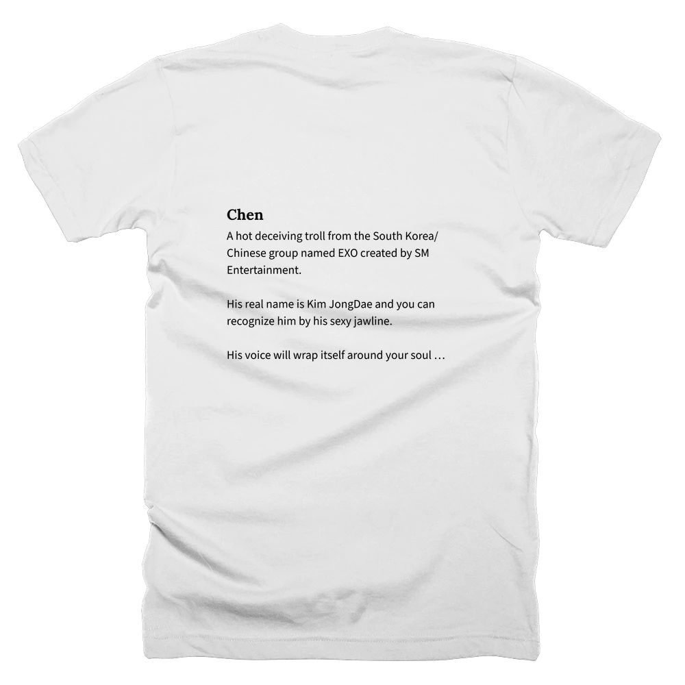 T-shirt with a definition of 'Chen' printed on the back