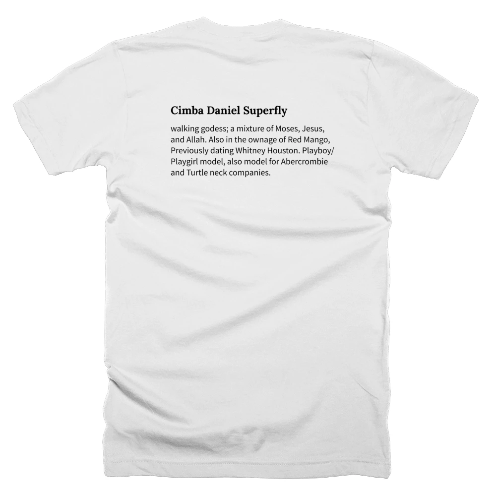 T-shirt with a definition of 'Cimba Daniel Superfly' printed on the back