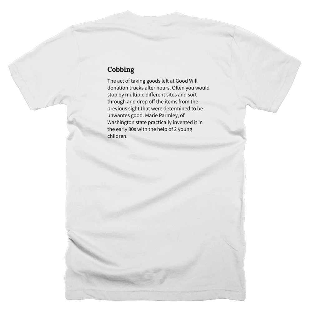 T-shirt with a definition of 'Cobbing' printed on the back