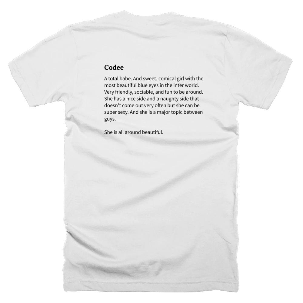 T-shirt with a definition of 'Codee' printed on the back