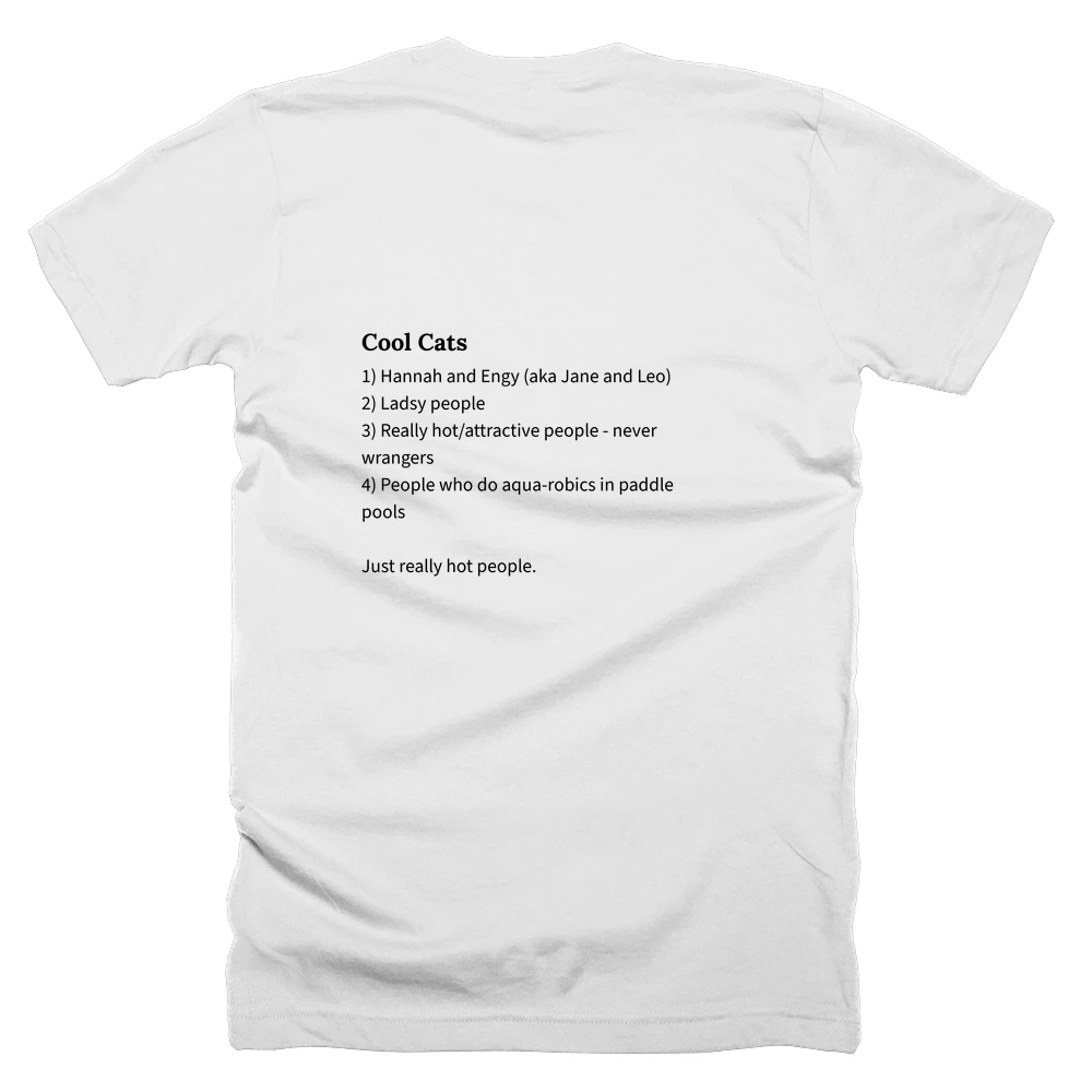 T-shirt with a definition of 'Cool Cats' printed on the back