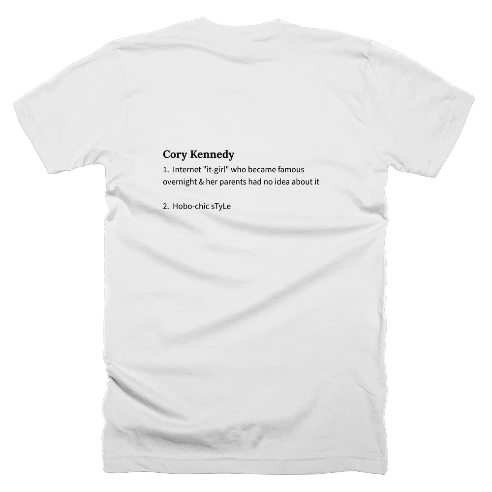 T-shirt with a definition of 'Cory Kennedy' printed on the back