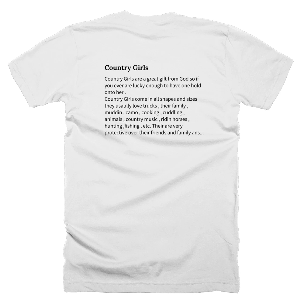 T-shirt with a definition of 'Country Girls' printed on the back