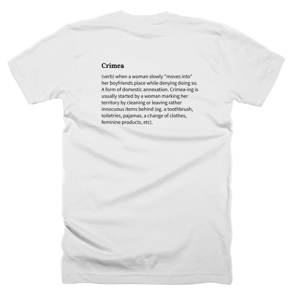 T-shirt with a definition of 'Crimea' printed on the back