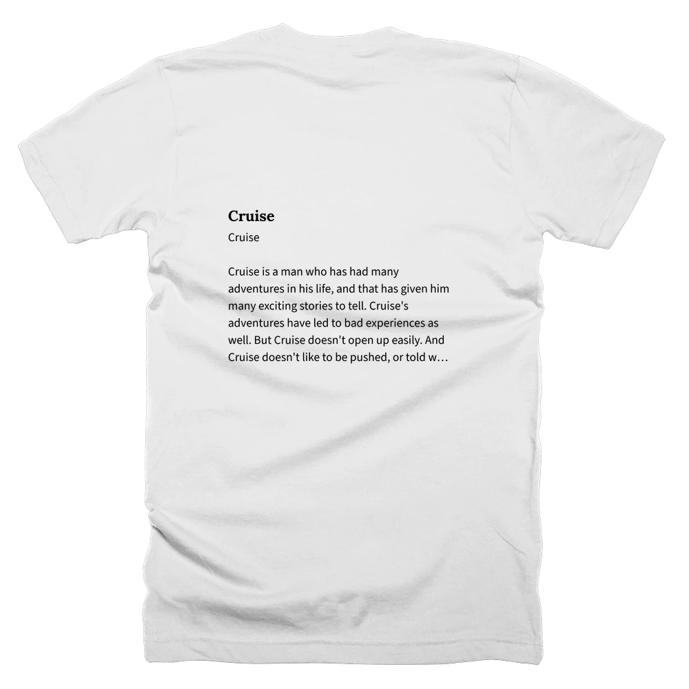 T-shirt with a definition of 'Cruise' printed on the back