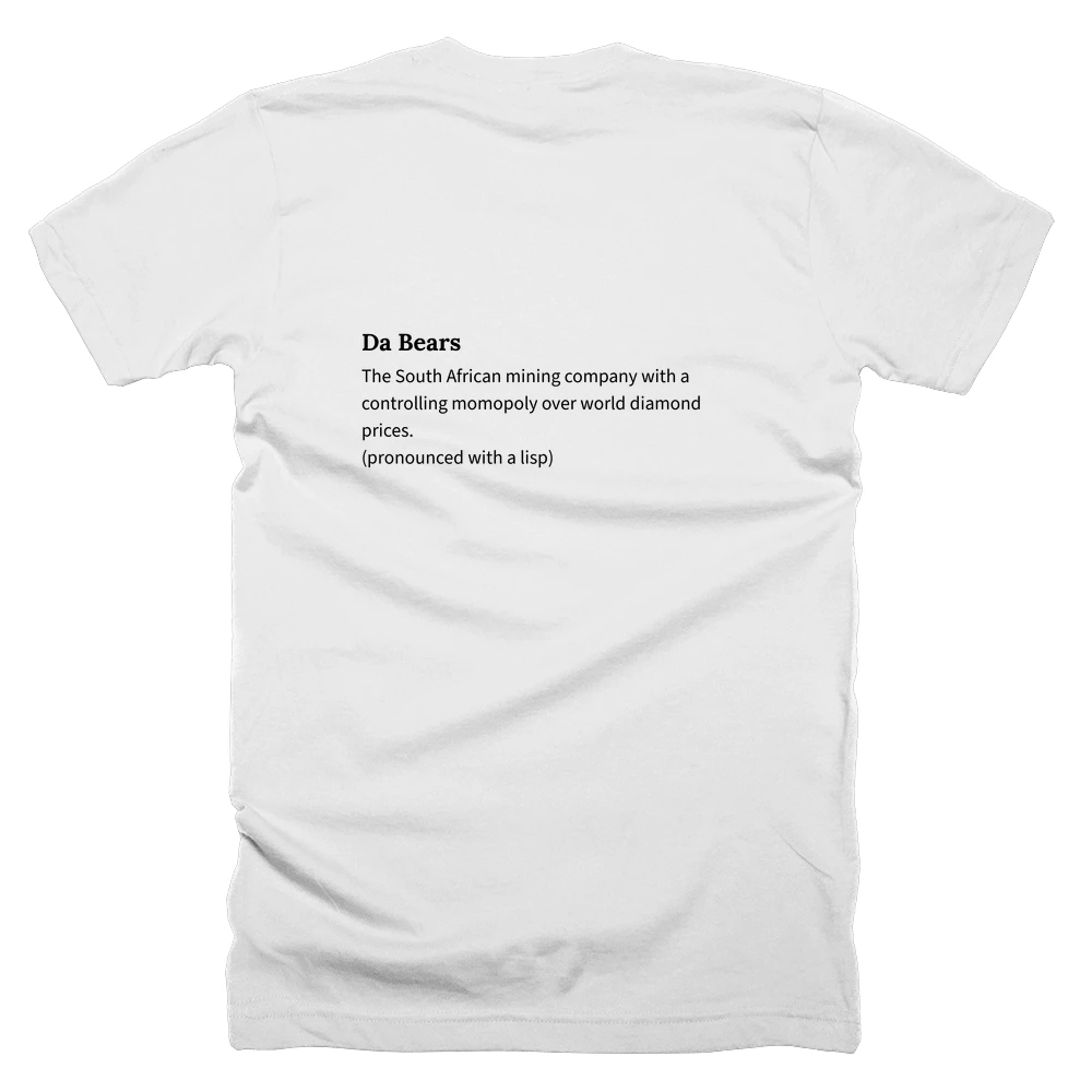 T-shirt with a definition of 'Da Bears' printed on the back